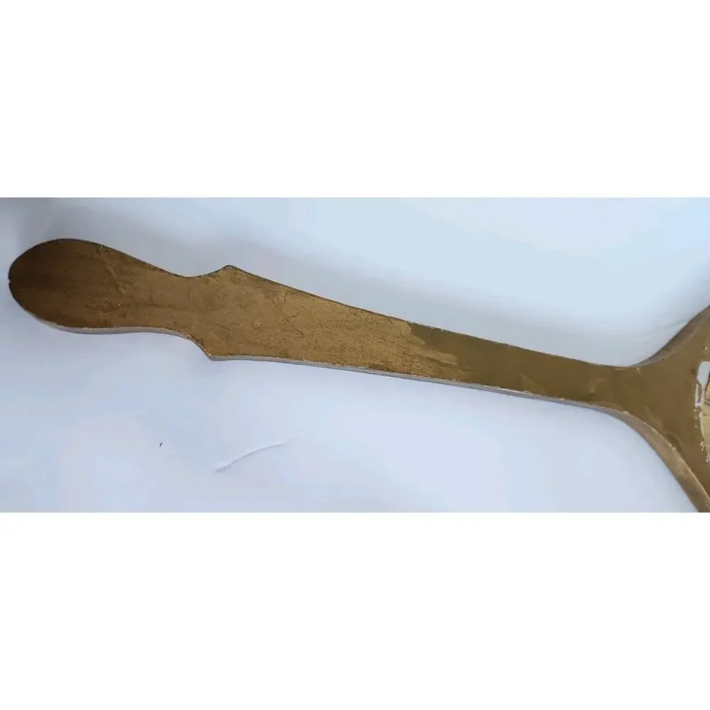 Vintage Hollywood Regency Carved & Gold Gilded Handheld Wood Vanity Mirror